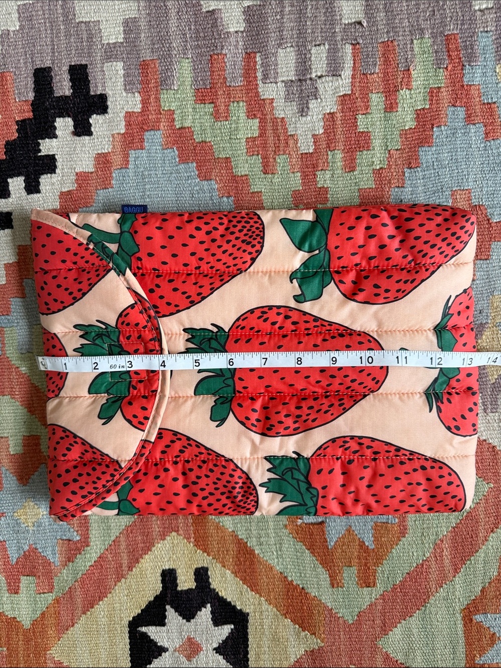 BAGGU Strawberry Print Quilted Laptop Sleeve - Picture 5 of 6